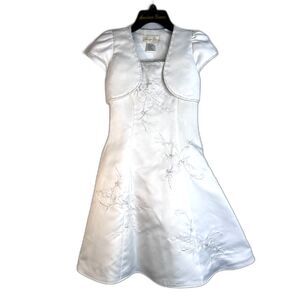 American Princess Christening Flower Girl Formal Dress Jacket Veil SET Size 7